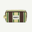 Cosmetic Organic Cotton bag in Butter Yellow & Espresso, front view
