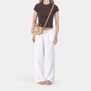 Dinky Organic Cotton bag in Soft Pear & Posy, model shot