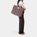 Large Organic Cotton bag in Damson & Regatta, model shot