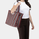 Large Organic Cotton bag in Damson & Regatta, model shot 2