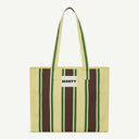 Medium Organic Cotton bag in Butter Yellow & Espresso, front view
