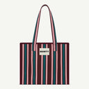 Medium Organic Cotton bag in Damson & Regatta, front view