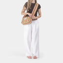 Nodo Organic Cotton bag in Soft Pear & Posy, model shot