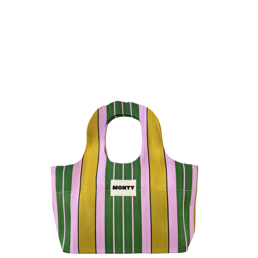 Slowmade, Handcrafted, Recycled Nylon Oval Bag - Emerald & Blush