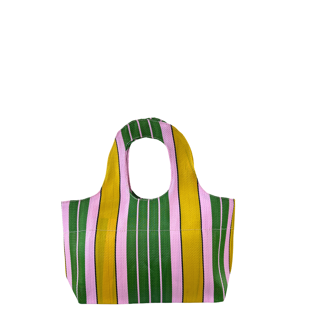 Slowmade, Handcrafted, Recycled Nylon Oval Bag - Emerald & Blush